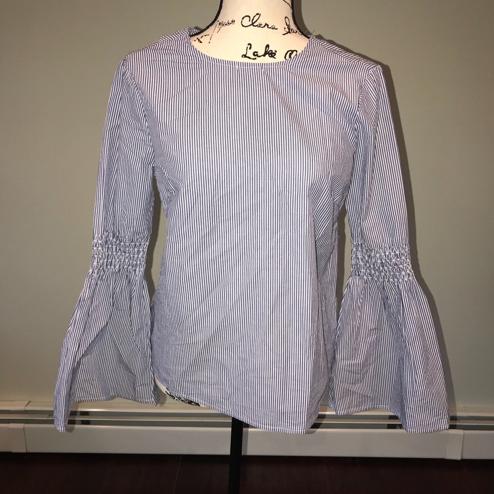 Striped bell sleeve top